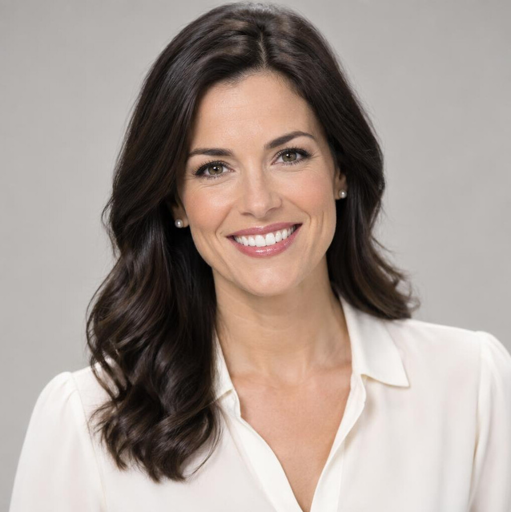 Portrait of a smiling woman presenter